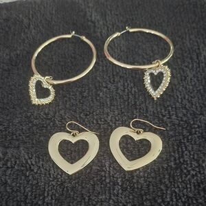 Elegant Gold Heart Hoop Earrings Set